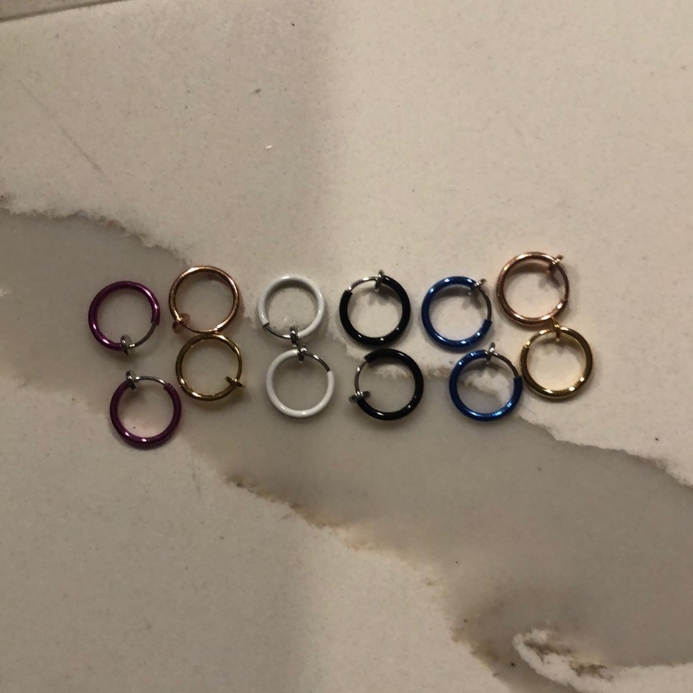 No piercing needed earrings. New. 6 pairs.